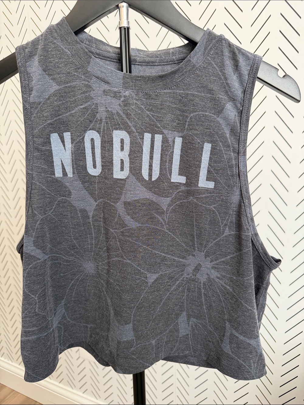 NOBULL Heather Gray Floral Crop Tank